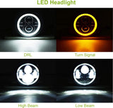 Moclever Round Halo LED Headlight 2pcs 7 Inch Headlights 6000 Lumens Offroad Light Angle Eyes Compatible With Jep Wrangler Tj Jk Cj H4 To H13 Adapter Plug And Play