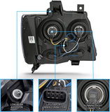 Amerilite Black Replacement Headlights For Chevy Tahoe Suburban Avalanche Pair Driver And Passenger Side Housing