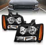 Amerilite Black Replacement Headlights For Chevy Tahoe Suburban Avalanche Pair Driver And Passenger Side Housing