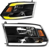 AUTOSAVER88: Montaje de faros delanteros compatible con Dodge Ram 4 puertas 1500 2500 3500, modelo 2009 a 2018. Faro de repuesto para Pickup. Color Negro. Lentes con carcasa transparente.