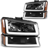 Dwvo Headlight Assembly Compatible With Chevy Silverado Avalanche 1500 2500 3500 Black Clear Housing