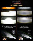 HWSTAR 1000% Bright Anti-Glare 7 Inch Round LED Headlights Compatible with Jeep Wrangler JK JKU TJ LJ Chevy Ford GMC etc. With Starry Boot Gradient Halo Turn Signal DRL H6024 DOT Hi/Lo Sealed Beam