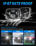 7x6 5x7 H6054 LED Headlights H6054 High Low Sealed Beam DOT 110W 8400lm Compatible with Jeep Cherokee XJ Wrangler YJ Comanche MJ GMC Savana Safari Ford Replacement Black