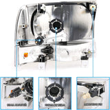 Amerilite For Ford Super Duty F250 F350 F450 F550 Excursion Chrome Factory Style Replacement Headlights Wbumper Corner Set Passenger And Driver Side