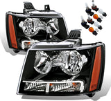Amerilite Black Replacement Headlights For Chevy Tahoe Suburban Avalanche Pair Driver And Passenger Side Housing