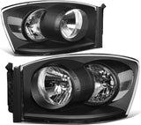 Auto Dynasty Factory Style Headlights Compatible With 0609 Dodge Ram 1500 2500 3500 Driver And Passenger Side Clear Lens Chrome Housing