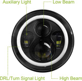 Moclever Round Halo LED Headlight 2pcs 7 Inch Headlights 6000 Lumens Offroad Light Angle Eyes Compatible With Jep Wrangler Tj Jk Cj H4 To H13 Adapter Plug And Play