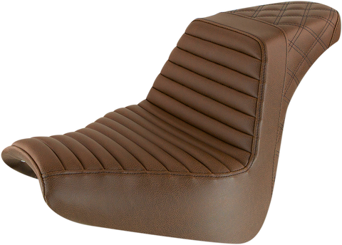SADDLEMEN Step-Up Seat - Front Tuck-n-Roll/Rear Lattice Stitch - Brown 818-31-176BR