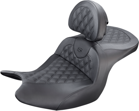 SADDLEMEN Seat - Roadsofa - With Backrest - Full Lattice Stitch - Black H18-07-182BR