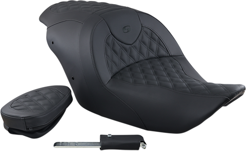 SADDLEMEN Seat - Roadsofa - With Backrest - Full Lattice Stitch - Black H23-20-182BR