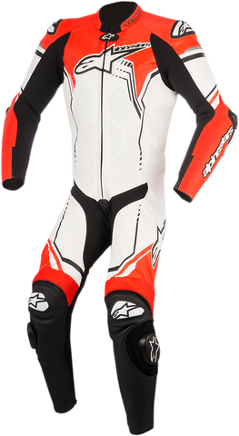 ALPINESTARS GP Plus v2 1-Piece Leather Suit - White/Black/Red Fluorescent - US 48 / EU 58 3150518-233-58