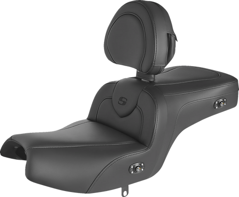 SADDLEMEN Seat - RoadSofa - with Backrest - Black w/ Black Stitching - Heated - Challenger '20-'22 I20-06-187BRHCT