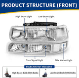 Autosaver88 Headlight Assembly Compatible With 19992002 Chevy Silverado 20002006 Tahoe Suburban Headlamp Bumper Lights Black Housing Reflector Chrome