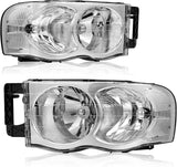 Headlights Assembly For 20022005 Dodge Ram Pickup Headlight Replacement Driving Light Chrome Housing Red Reflector Clear Lens