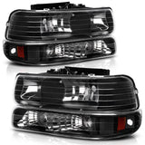 Autosaver88 Headlight Assembly Compatible With 19992002 Chevy Silverado 1500 250020012002 1500hd 2500hd 350020002006 Tahoe Suburban 2500 Headlamp Bumper Lights Black Housing Amber Reflector