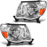 Dwvo Headlight Assembly Compatible With 2005 2006 2007 2008 2009 2010 2011 Tacoma Pickup Truck Oe Replacement Chrome Housing Amber Reflector