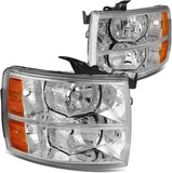 Dna Motoring Hlohcsil07cham Chrome Amber Headlights Compatible With 0713 Silverado 15002500 Hd 3500 1500