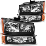 2003-2006 Silverado Headlight Assembly For Chevy Avalanche 150025003500 Clear Chrome Lens With Amber Reflector Replacement Left And Right
