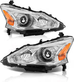 Alziria Headlight Assembly Compatible With 20132015 Nissan Altima Sslsv Only Fit 4door Chrome Housing Amber Reflector