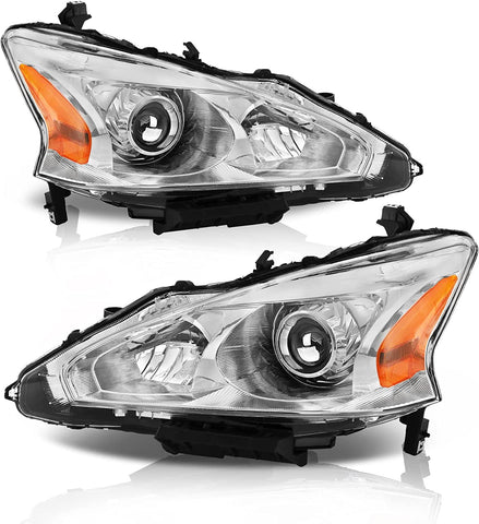 Alziria Headlight Assembly Compatible With 20132015 Nissan Altima Sslsv Only Fit 4door Chrome Housing Amber Reflector