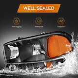 Lbrst Headlight Assembly For Gmc Sierra 1500 19992006 Classic 2007 2500 19992004 Black Housing Amber Reflector Clear Lens Driver And Passenger Side Headlamp