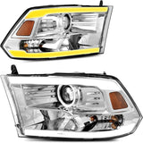 AUTOSAVER88: Montaje de faros delanteros compatible con Dodge Ram 4 puertas 1500 2500 3500, modelo 2009 a 2018. Faro de repuesto para Pickup. Color Negro. Lentes con carcasa transparente.