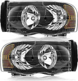 2002-2005 Dodge Ram Headlight Assembly For 1500 2500 3500 20032005 Clear Chrome Lens With Amber Reflector Replacement Left Right