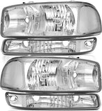 Lbrst Headlight Assembly For Gmc Sierra 1500 19992006 Classic 2007 2500 19992004 Chrome Housing Reflector Clear Lens Driver And Passenger Side Headlamp