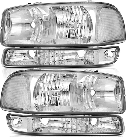 Lbrst Headlights Assembly For 19992006 Gmc Sierra 1500 20072007 Classic Black Housing Reflector Clear Lens Driver Passenger Side