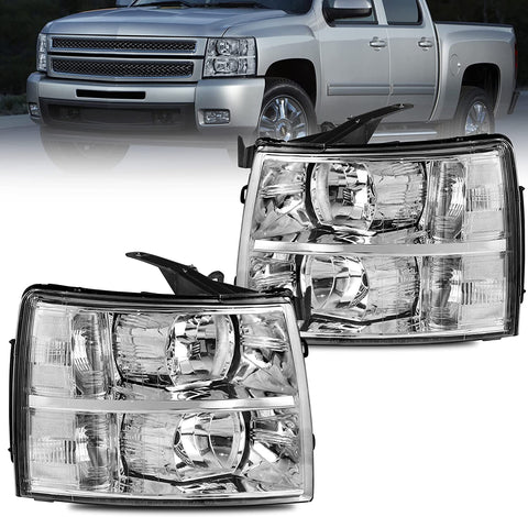 MOSTPLUS Headlight Assembly Compatible with Chevy Chevrolet Silverado 1500 2500 3500 with Black Housing, Clear Lens, Amber Reflector