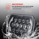 Lxlight Pair 5x7 6x7 High Low Beam LED Headlights Compatible With Jeep Wrangler Yj Cherokee Xj H6054 H6054ll 69822 6052 6053 Angel Eyes Drl Black 105w