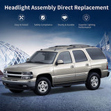Autosaver88 Headlight Assembly Compatible With 19992002 Chevy Silverado 20002006 Tahoe Suburban Headlamp Bumper Lights Black Housing Reflector