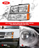 2003-2006 Silverado Headlight Assembly For Chevy Avalanche 150025003500 Clear Chrome Lens With Amber Reflector Replacement Left And Right