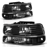 Autosaver88 Headlight Assembly Compatible With 19992002 Chevy Silverado 20002006 Tahoe Suburban Headlamp Bumper Lights Black Housing Reflector