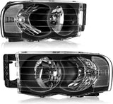 Headlights Assembly For 20022005 Dodge Ram Pickup Headlight Replacement Driving Light Chrome Housing Red Reflector Clear Lens