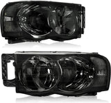 Headlights Assembly For 20022005 Dodge Ram Pickup Headlight Replacement Driving Light Chrome Housing Red Reflector Clear Lens