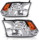 AUTOSAVER88: Montaje de faros delanteros compatible con Dodge Ram 4 puertas 1500 2500 3500, modelo 2009 a 2018. Faro de repuesto para Pickup. Color Negro. Lentes con carcasa transparente.