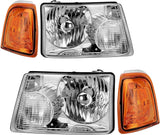 Autosaver88 LED Drl Headlight Assembly Compatible With 20012011 Ford Ranger Pair Headlights Wdaytime Running Light Chrome Housing Amber Reflector