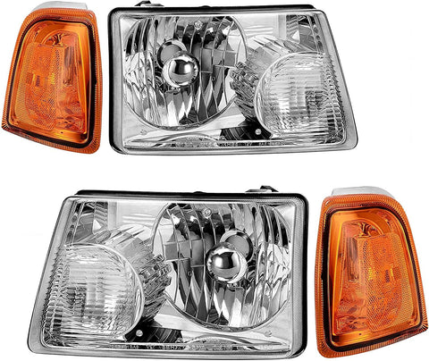 Autosaver88 LED Drl Headlight Assembly Compatible With 20012011 Ford Ranger Pair Headlights Wdaytime Running Light Chrome Housing Amber Reflector