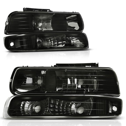 Autosaver88 Headlights Assembly Compatible With 19992002 Chevy Silverado 20002006 Tahoe Suburban Headlamp Bumper Lights Smoke Lens Reflector