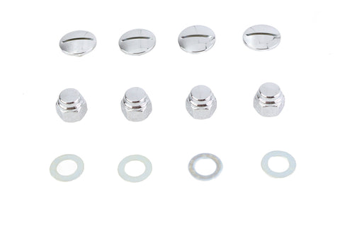 Chrome Rocker Shaft End Cap Nut Slot Type - V-Twin Mfg.