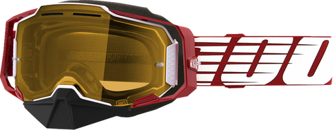 100% Armega Snow Goggles - Oversized Red - Yellow 50007-00006