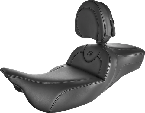 SADDLEMEN Roadsofa Extended Reach Seat - Black/Black Stitching - w/ Backrest 808-07B-188BR
