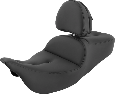 SADDLEMEN Pillow-Top Roadsofa Seat - with Backrest - Black - FLH/FLT '08-'23 808-07B-181BR