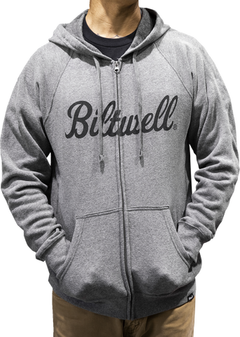 BILTWELL Script Zip-Up Raglan Hoodie - Heather Gray - Medium 8126-083-003
