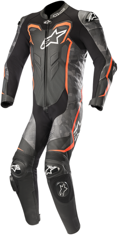 ALPINESTARS GP Plus v2 Camo 1-Piece Leather Suit - Black/Charcoal/Red Fluorescent - US 46 / EU 56 3150718-994-56