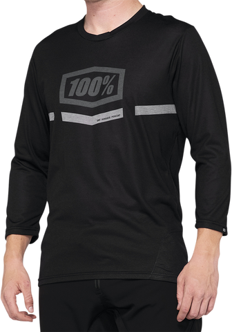 100% Airmatic 3/4 Sleeve Jersey - Black - Large 40018-00002