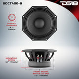 Octagonal 8" Mid-Range Loudspeaker 400 Watts Rms 8-Ohm