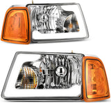 Autosaver88 LED Drl Headlight Assembly Compatible With 20012011 Ford Ranger Pair Headlights Wdaytime Running Light Chrome Housing Amber Reflector