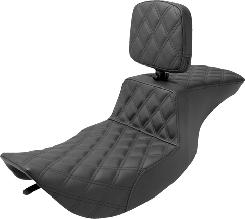 SADDLEMEN Tour Step Up Seat - Rider Backrest - Full Lattice Stitch - FLHR/FLHX '97-'07 897-06-195BR